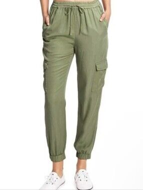 Love Tree Olive Green Cargo Pants with Elastic Waist